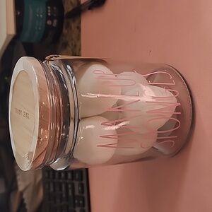 Rae Dunn Makeup Sponges Glass Jar